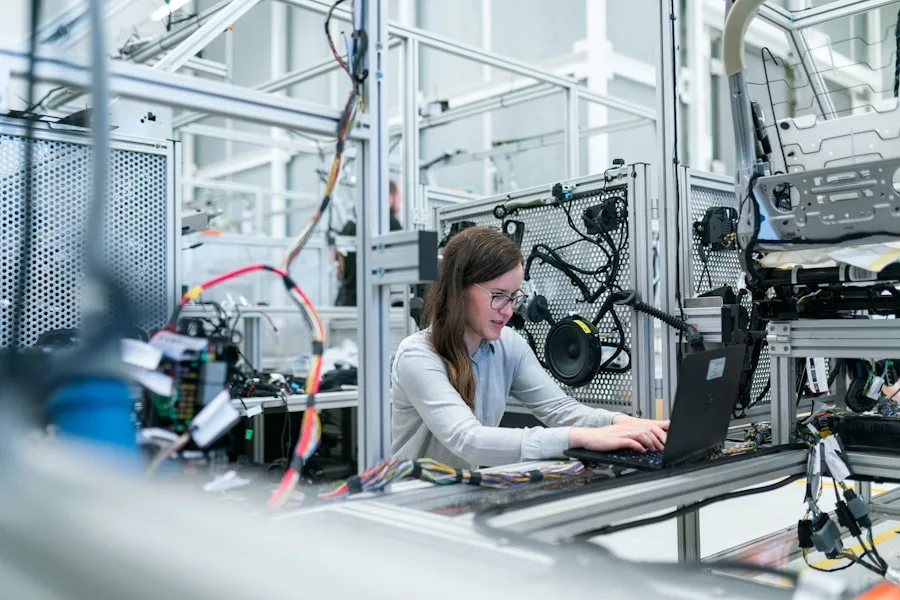 Researcher working in an AI robotics lab